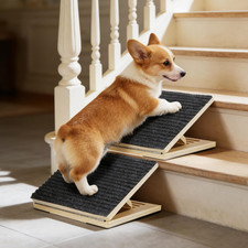 Dog Ramp for Stairs, 2 Pack Wooden Dog Stair Ramps for Small Dogs Only, Foldable