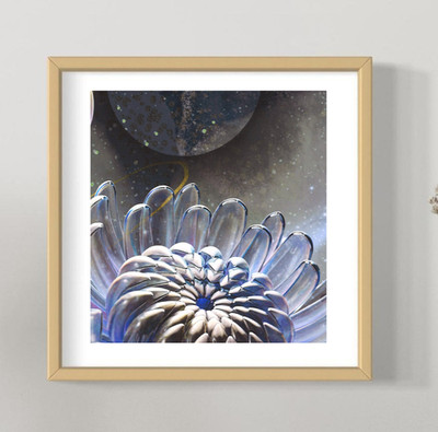 White mat recycled mixed media flowers abstract nature collectable OOAK ink  art