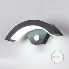 Outdoor Curved LED Wall Light PIR Motion Sensor Lamp Modern Outside Garden Porch