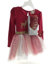 Btween Toddler Baby Girls Tutu Knee Dress Round Neck Pullover Color Red White