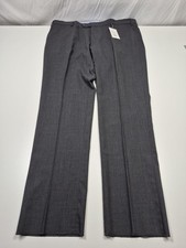 Hickey Freeman Wool Pants Men's 44x36 Black Flat Front Straight Unhemmed NWT