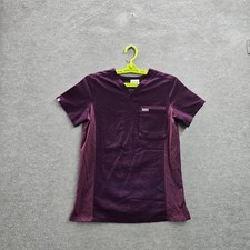 FIGS Women Scrub Top XXS Purple Catarina Paneled Logo PO 1944 Short Sleeve