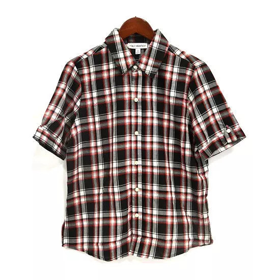 Мужская рубашка Southern Lady с коротким рукавом на пуговицах в черно-красную клетку, маленькая