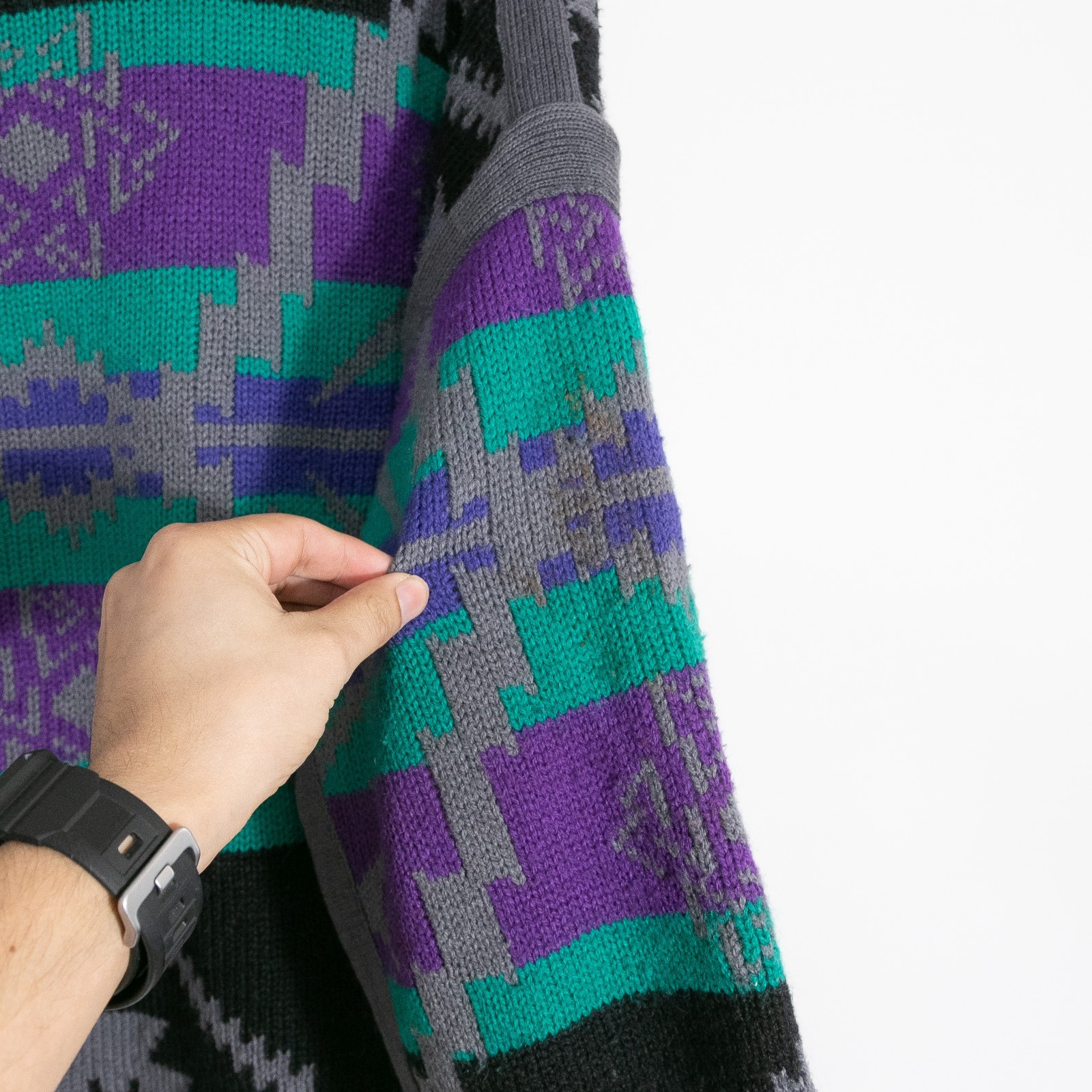 Vintage Aztec Pattern Reversible Wool Sweater Men… - image 10