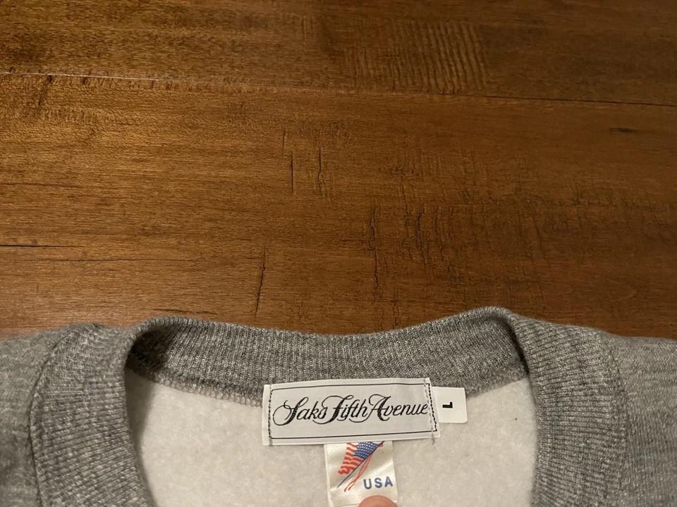 Vintage Saks Fifth Avenue Made in USA Russell Gray Crewneck Sweatshirt - Adult L - Image 4 of 4