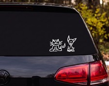 Cat and Chihuahua Sitting Outline Cartoon Decal Sticker Car Window Laptop