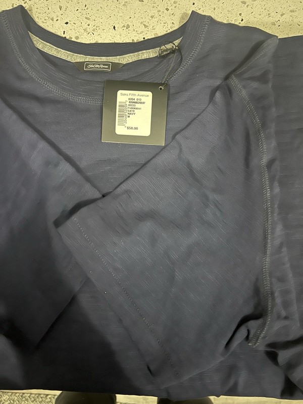 SAKS FIFTH AVENUE T-Shirt Men Sz M Navy Blue Crew Neck Short Sleeve