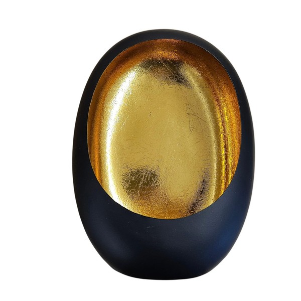 Kerzenhalter Windlicht Teelichthalter Eggy M Aus Metall In Schwarz/Gold-image