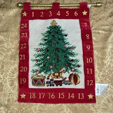 Lillian Vernon Needlepoint "Advent Calendar" Wool /Cotton Vintage  NO ORNAMENTS