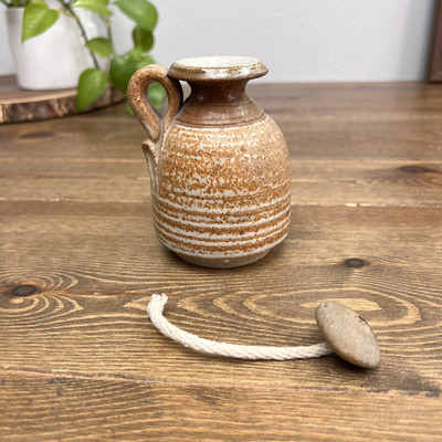 Vintage studio pottery stoneware oil lamp  DE David Eitel Wisconsin Pottery