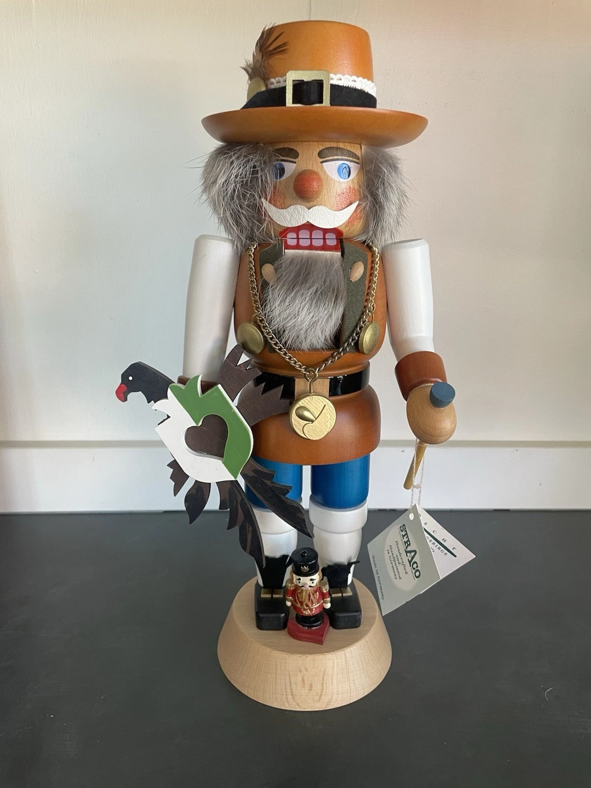 STRACO German Nutcracker Wood Sheld Bird Large 15"