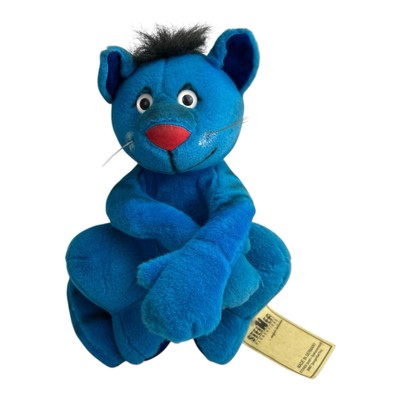 Steiner Kuscheltier Plüsch Katze Tiger blau schwarz sitzend ca. 26 cm hoch NEU