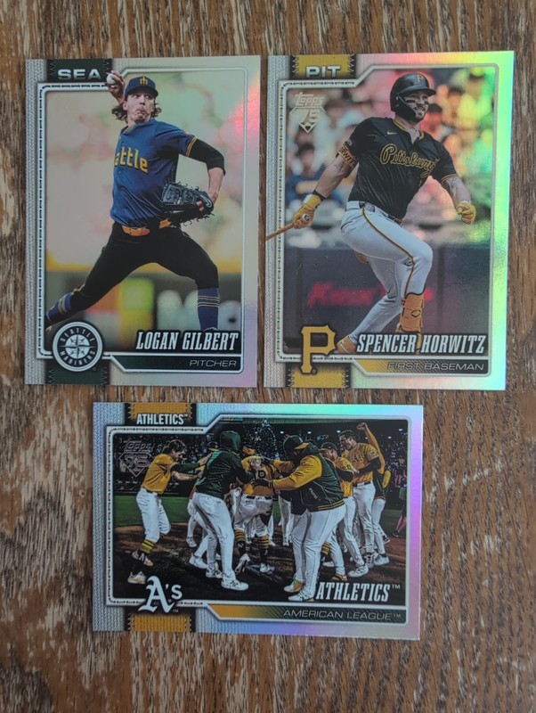2026 Topps Rainbow Parallel Foil Lot X3, Gilbert, Horwitz, A's Team Card