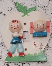 Vintage IRMI Baby Nursery Wood Light Switch Plate Cover 