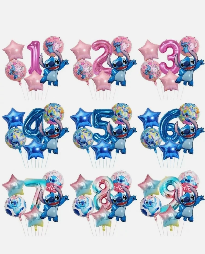 6pcs Lilo & Stitch Age set foil Balloons Kids birthday party decorations