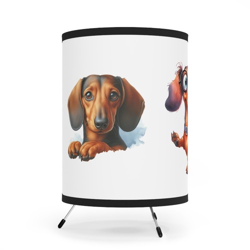 Cute Dogs Cartoon Art Kids Room Tripod Lamp, Rustic Home Decor, Light Fixture - Picture 4 of 7
