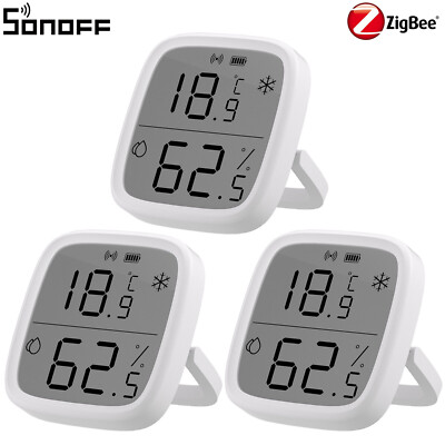 3 x SONOFF ZigBee Smart Temperature Humidity Sensor Digital APP Control SNZB-02D