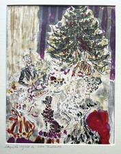 Lithographie couleur ANDREEVITCH TERECHKOVITCH, "Le sapin au repos de Noël"