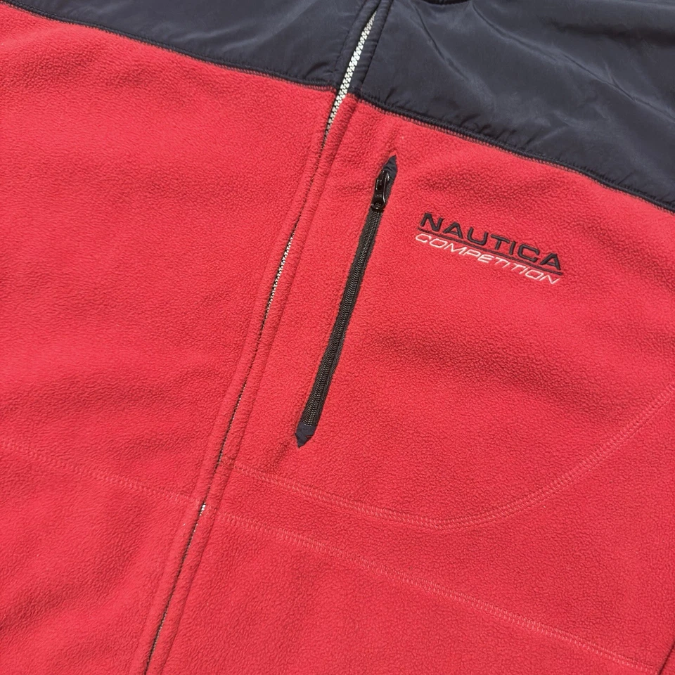 Chaqueta Nautica Para Hombre Talla 2XL Cremallera Completa Abrigo Polar con Capucha Cuello Bloque de Color Años 90 Foto 2 de 4