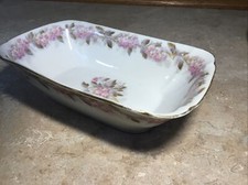 Limoges France Elite Works Serving Bowl  Pink Flowers Gold Gilt - 6  X 9 1/2  