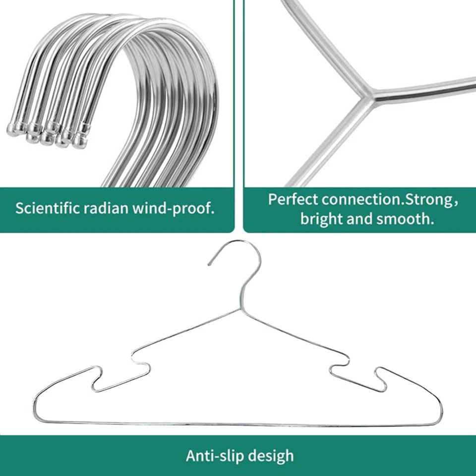 5-50 piezas de perchas de alambre de acero inoxidable perchas de ropa resistentes Foto 4 de 4