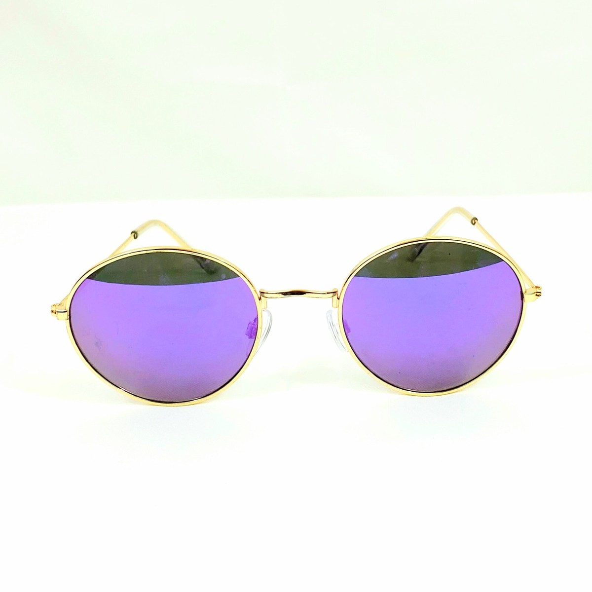 Retro Classic Gold Metal Round Sunglasses Purple Mirrored  display picture 1