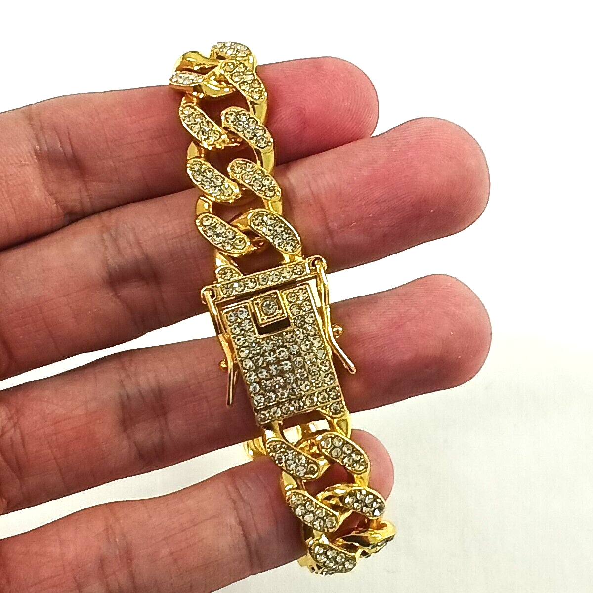 Hip Hop Men's Chain Link Bracelet One Size Brass Gold Plated