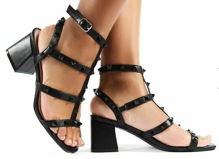 Studded mid heel sandal sale