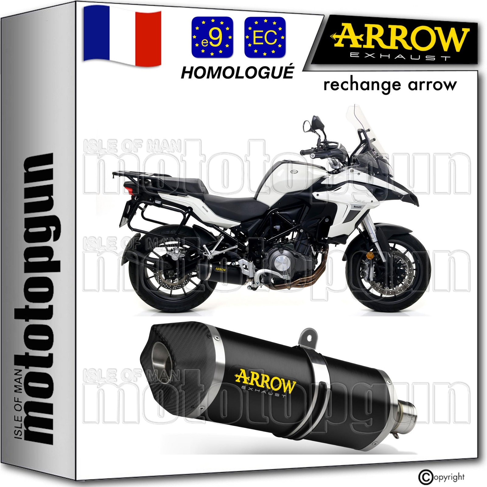 Pot echappement homologue Arrow Race-Tech carbone pour moto Benelli TRK 502