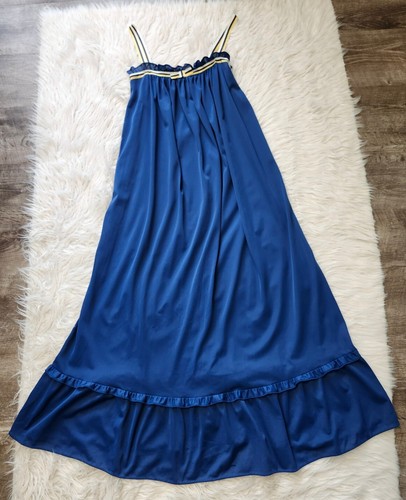 Vtg GOSSARD ARTEMIS Nightgown Lingerie Dress Sleeveless Sz Petite Blue Yellow - Picture 3 of 8