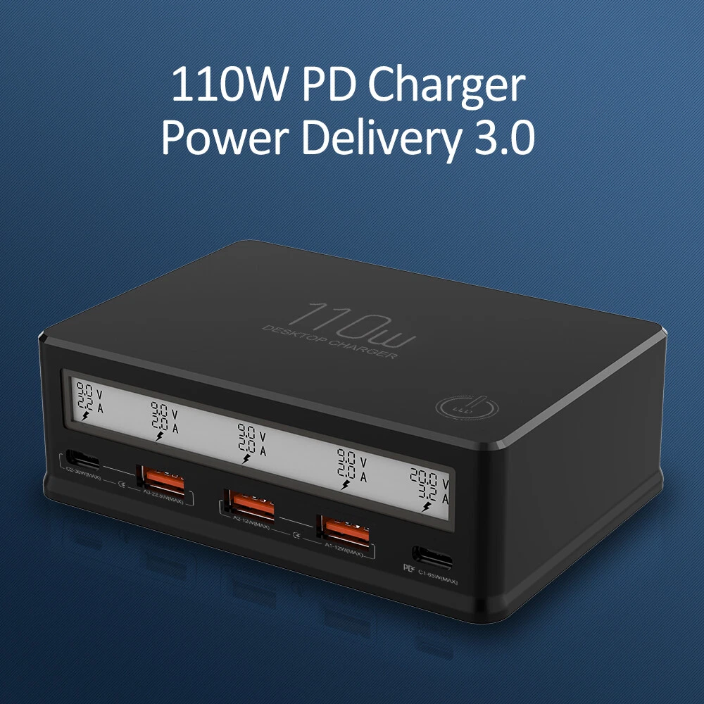 110W 5-Port USB Wall Charger Fast Multi-Port Hub Station Q8T8