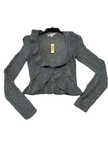 Decree Shrug Crochet Sweater Open Front Cropped Cardigan Top Blue Size Large