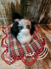 Simulation Sleeping Mini Dog Toy Furs Lying Black White Japanese Chin Shih Tzu 