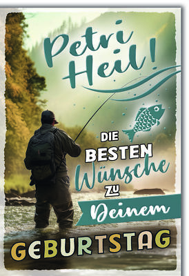 Geburtstag Glückwunschkarte mit Briefumschlag Petri Heil