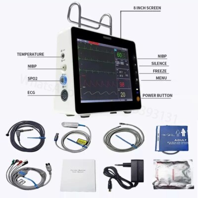 8inch Portable Multi-Parameter Human/Vet Use Patient Monitor Vital Signs Monitor