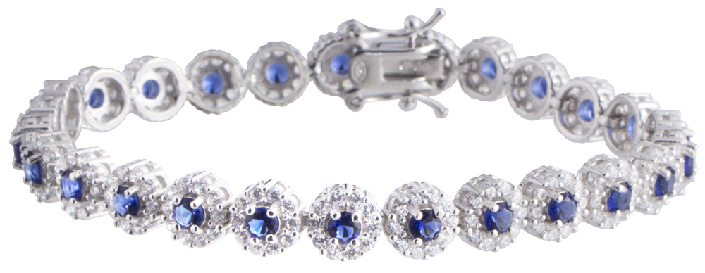 Женский браслет из синтетического сапфира стерлингового серебра 925 пробы шириной 7 мм 13290₽