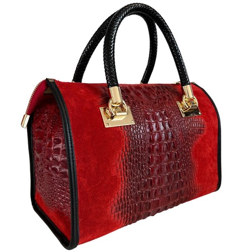 Damen Leder Handtasche mit Schultergurt Koffer - Bild 40 von 41