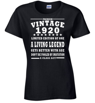 Jahrgang 1920 Geburtstag Damen T-Shirt Party Wechsel Jahr Weihnachten jedes Jahr 100.