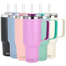 Drinco 40 30oz Insulated Stainless Steel Tumbler w/ Handle, Straw & Twist Lid -