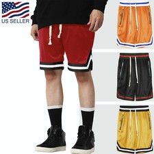 Mens SHORTS TRACK STRIPE MESH Training Gym Soft Summer Pants Drawstring Casual