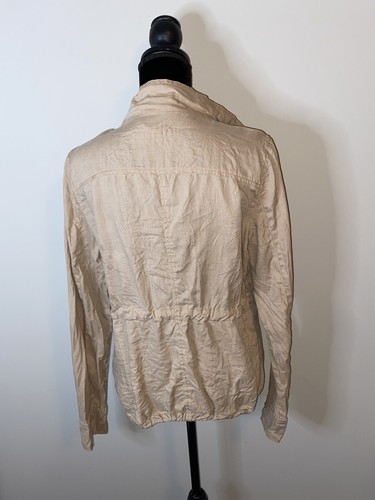 Calvin Klein Jeans Beige Tan 100% Linen Utility Jacket Women’s Size Large - Picture 7 of 10