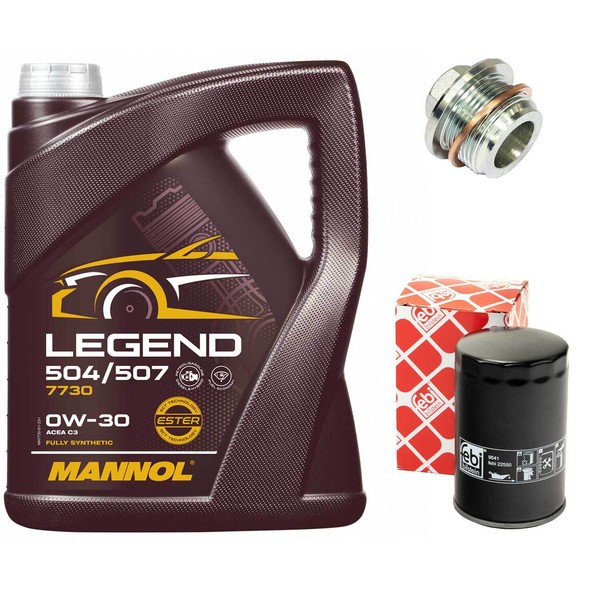 MotoröL Set 0W-30 5 Liter + ÖLfilter + ÖLablassschraube FüR Audi 80 100 A6 A8-image