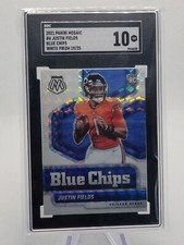 JUSTIN FIELDS 🔥2021 PANINI MOSAIC WHITE PRIZM BLUE CHIPS ROOKIE 🔥/25 SGC 10💎
