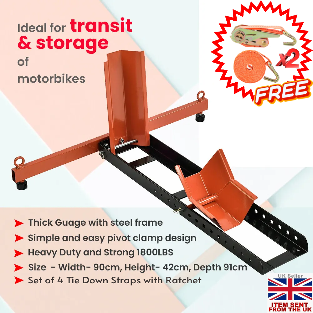 Heavy Duty Adjustable Front Wheel Chock Motorbike Transport Paddock Stand