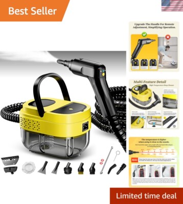 Rapid 15-Second Portable Steam Cleaner - 1.6L Tank, Multi-Surface Cleaning