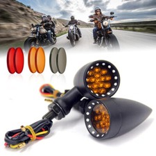 2x Motorcycle Universal Turn Signal Light Amber Bullet Blinker Indicator Lamp
