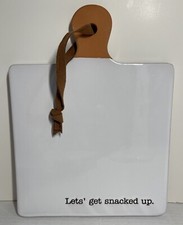 Mud Pie Ceramic Charcuterie Paddle Board "Lets' get snacked up" EUC