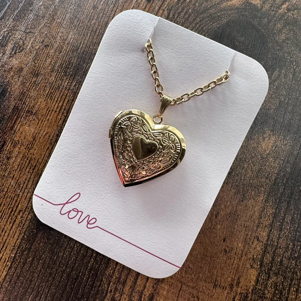 Gold Heart Shaped Locket Pendant