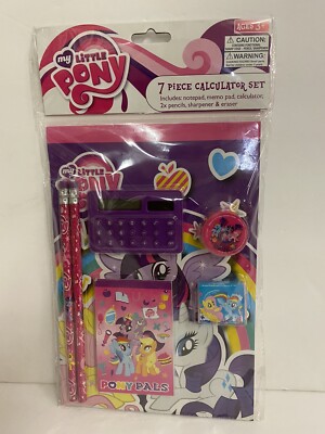 My Little Pony Stationery Calculator, Pencil Sharpener, Eraser... 7 Pieces Set,