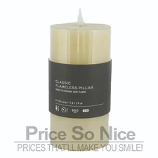 Pottery Barn Classic Ivory Flicker Flameless  Wax Pillar Candle 3x5.5" MSRP $54